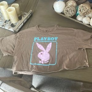 Playboy t shirt cropped brown